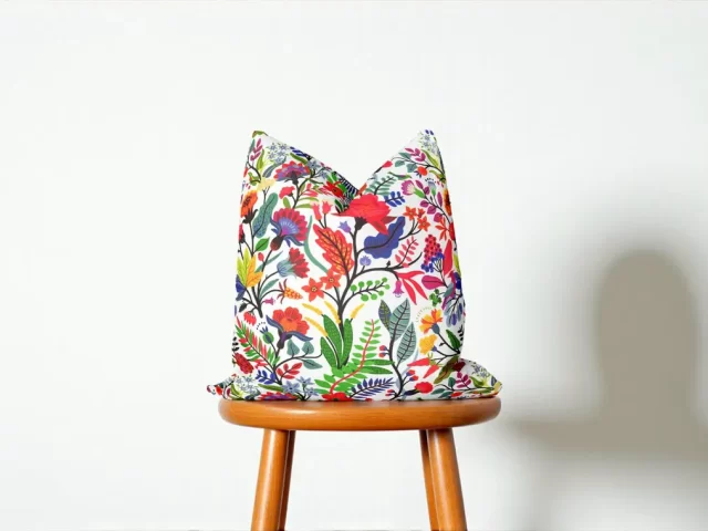 Colorful Vibrant Polish Floral Pillow Cover