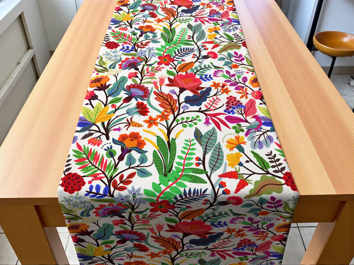 Colorful Vibrant Polish Floral Table Runner