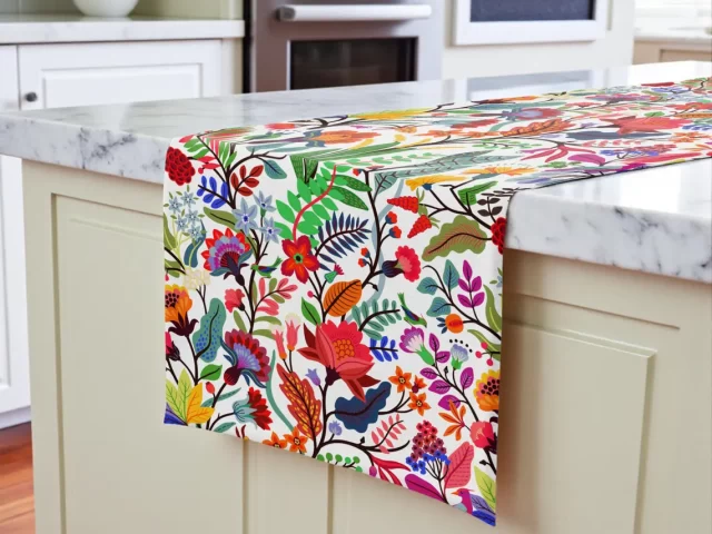 Colorful Vibrant Polish Floral Table Runner