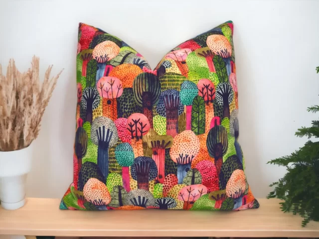 Colorful Watercolor Forest Pillow Cover