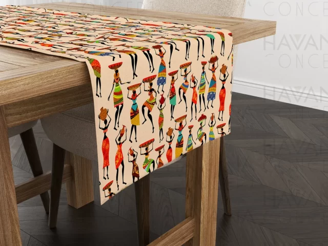 Dancing African Women Print Table Runner