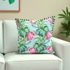 Floral African Protea Pom-Pom Pillow Cover
