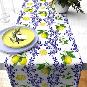 Floral Majolica Lemon Table Runner