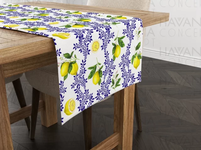 Floral Majolica Lemon Table Runner