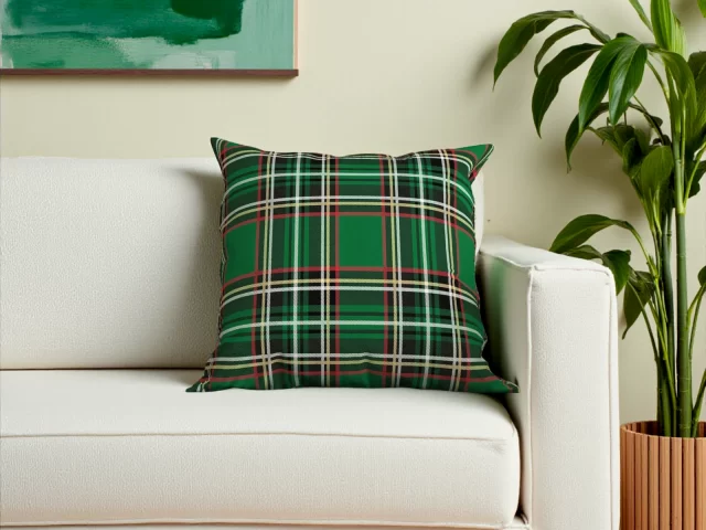 Green Stewart Tartan Plaid Pillow Cover