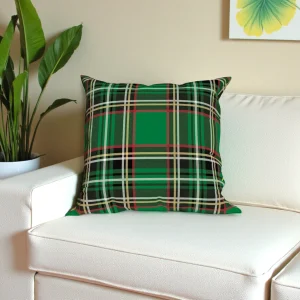 Green Stewart Tartan Plaid Pillow Cover