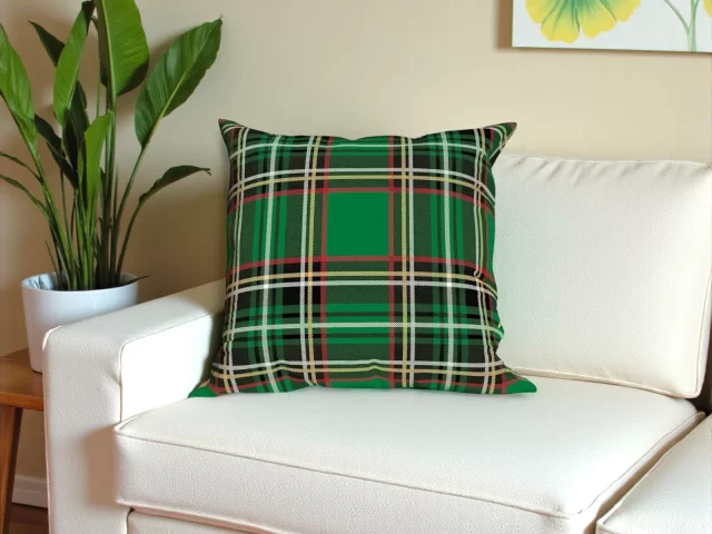 Green Stewart Tartan Plaid Pillow Cover