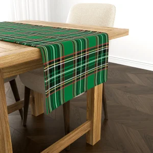 Green Stewart Tartan Plaid Table Runner