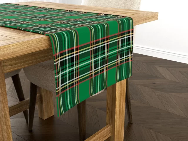 Green Stewart Tartan Plaid Table Runner