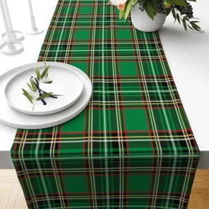 Green Stewart Tartan Plaid Table Runner