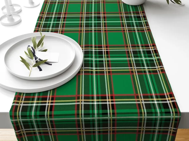 Green Stewart Tartan Plaid Table Runner
