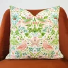 Green Strawberry Thief Pillow Cover