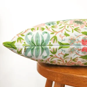 Green Strawberry Thief Pillow Cover