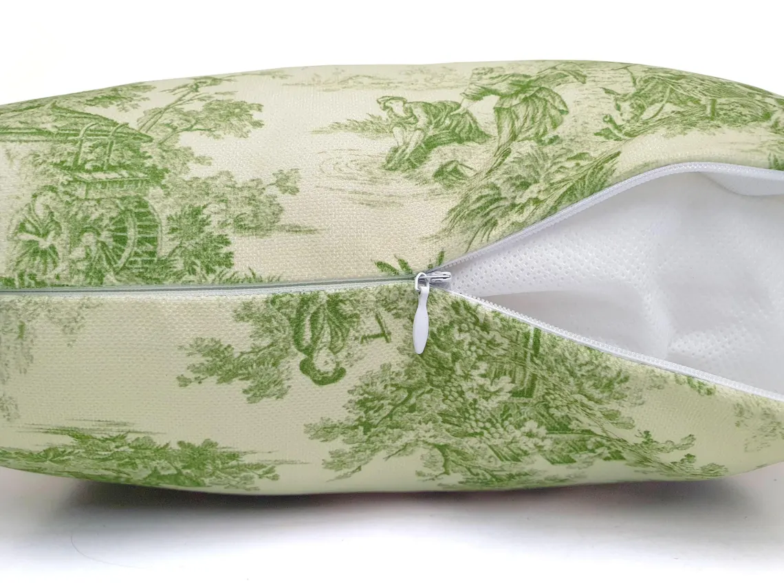 Green Toile de Jouy Pillow Cover