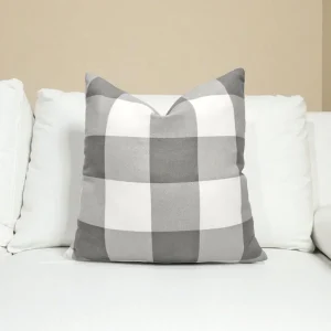 Grey Large Gingham Pillow Cover