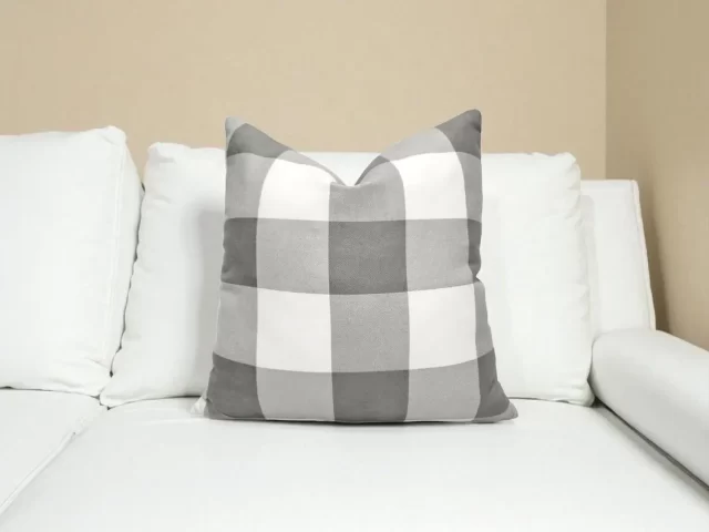 Grey Large Gingham Pillow Cover