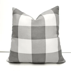 Grey Large Gingham Pillow Cover