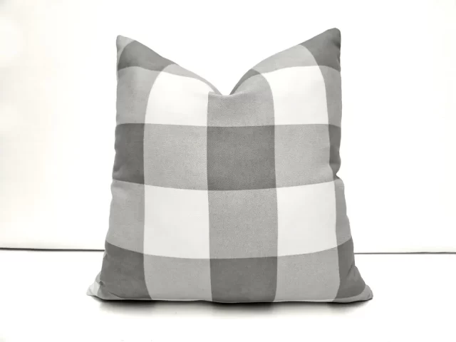 Grey Large Gingham Pillow Cover