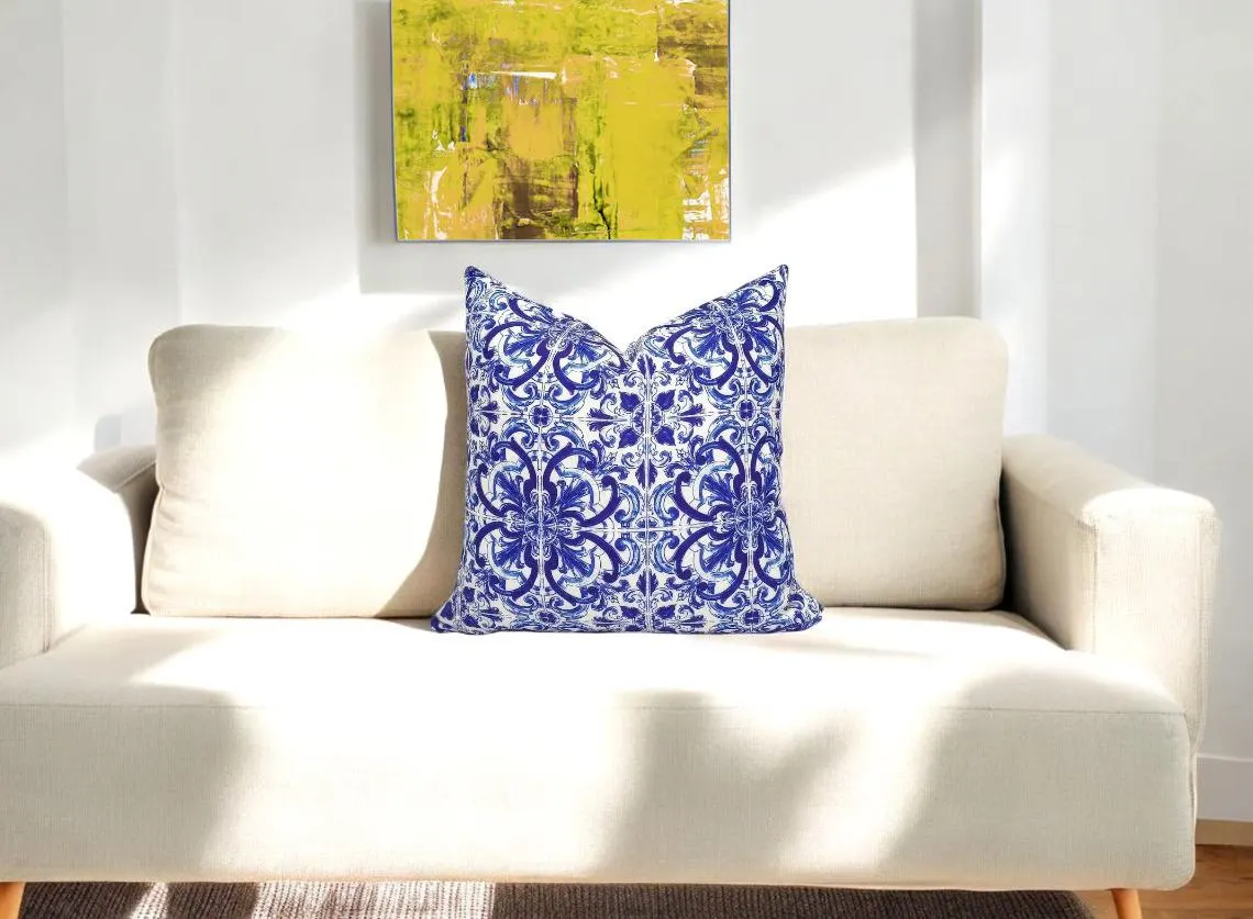 Italian Majolica Tile Azulejo Pillow Cover