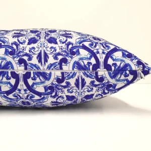 Italian Majolica Tile Ruffled Pillow Cover