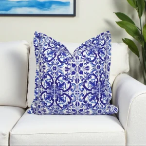 Italian Majolica Tile Ruffled Pillow Cover