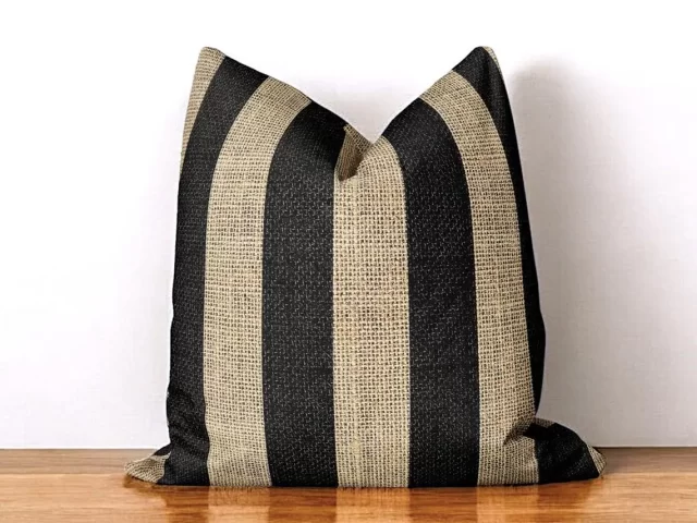 Jute Look Black Stripe Pillow Cover