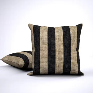 Jute Look Black Stripe Pillow Cover