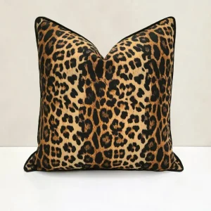 Leopard Print Piped Pillow Cover