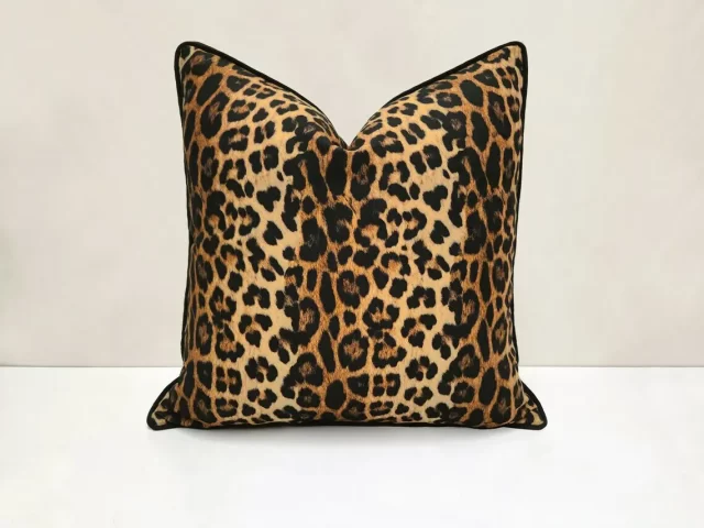 Leopard Print Piped Pillow Cover