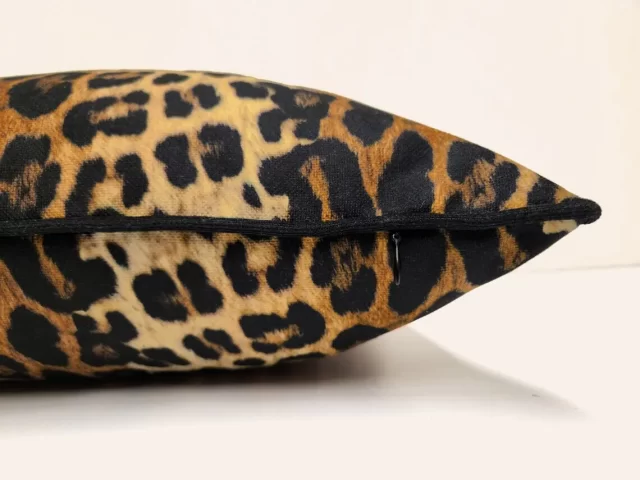 Leopard Print Piped Pillow Cover