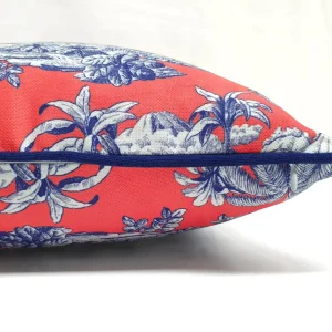 Living Coral Indian Toile Piped Pillow Cover