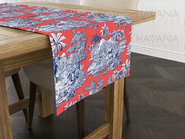 Living Coral Indian Toile Table Runner