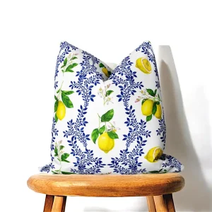 Majolica Lemon Branch Print Pillow Cover