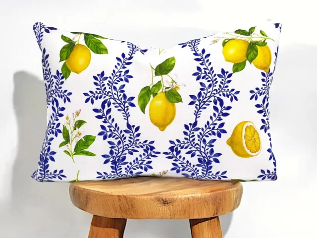 Majolica Lemon Branch Print Pillow Cover