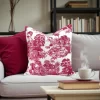 Maroon Indian Toile Pillow Cover