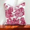 Maroon Indian Toile Pillow Cover