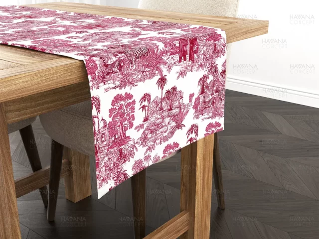 Maroon Indian Toile Table Runner