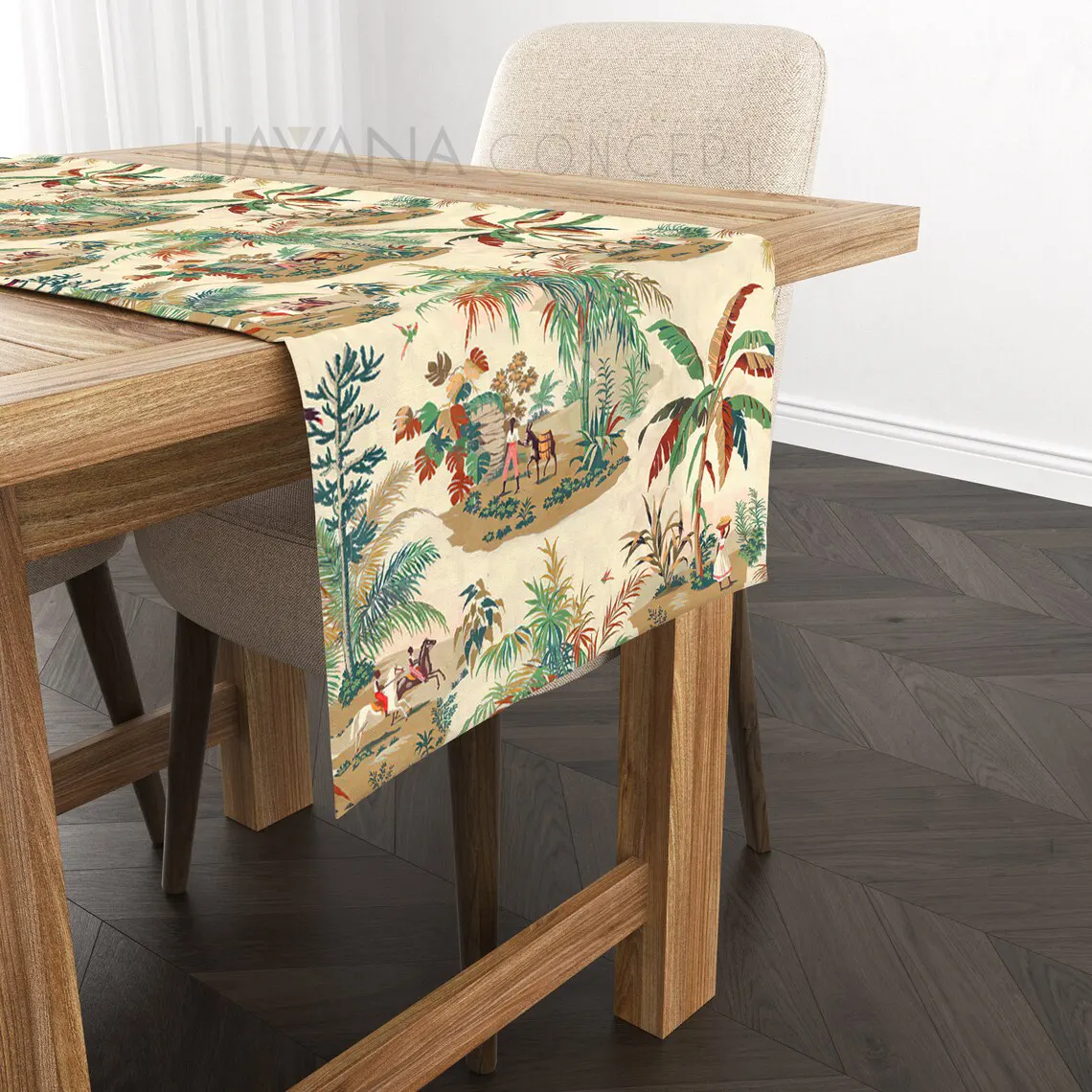 Martinique Island Toile Table Runner