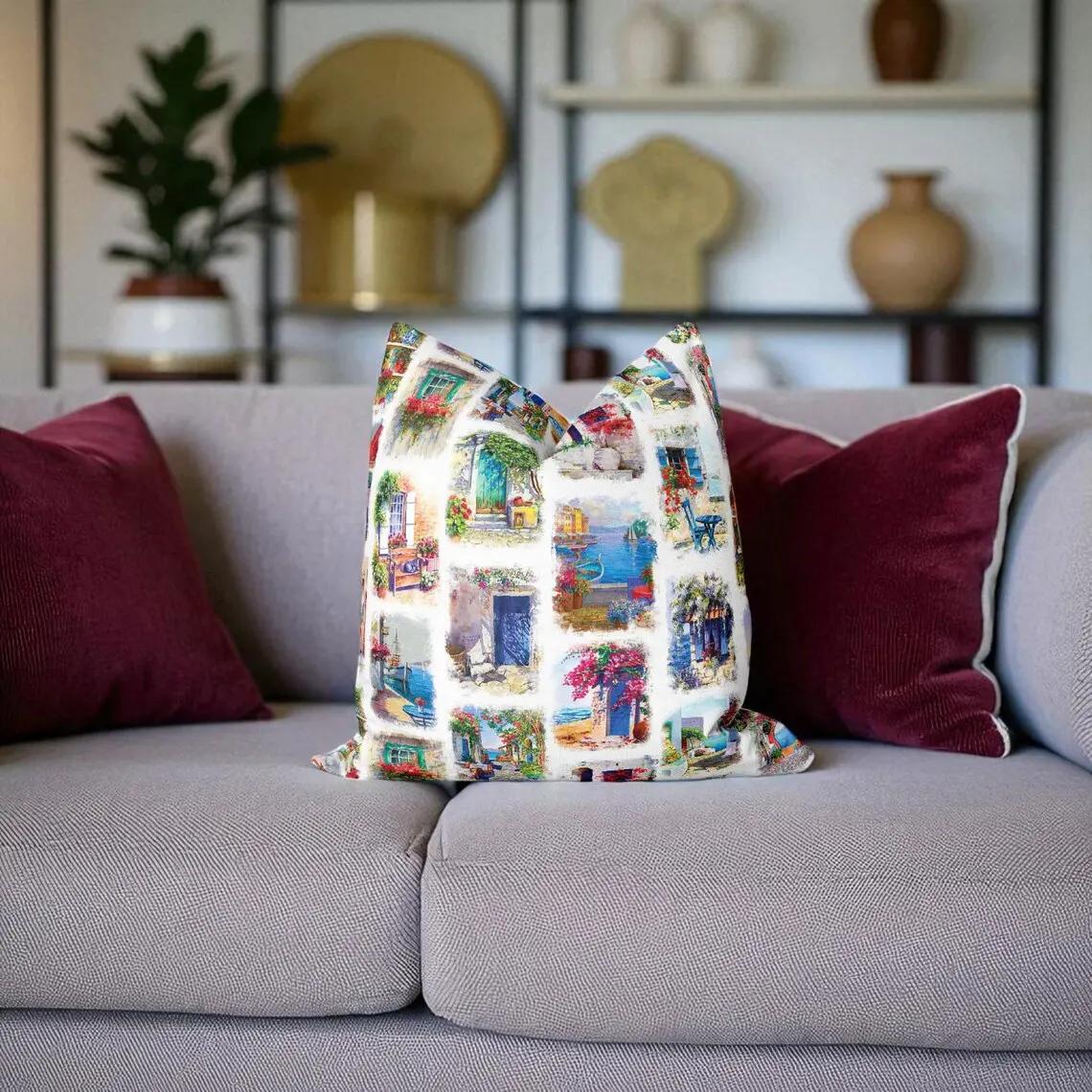 Mediterranean Windows and Doors Pillow Cover