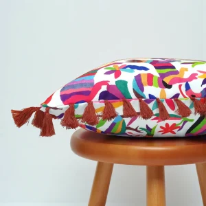 Mexican Otomi Print Tassel Pillow Cover