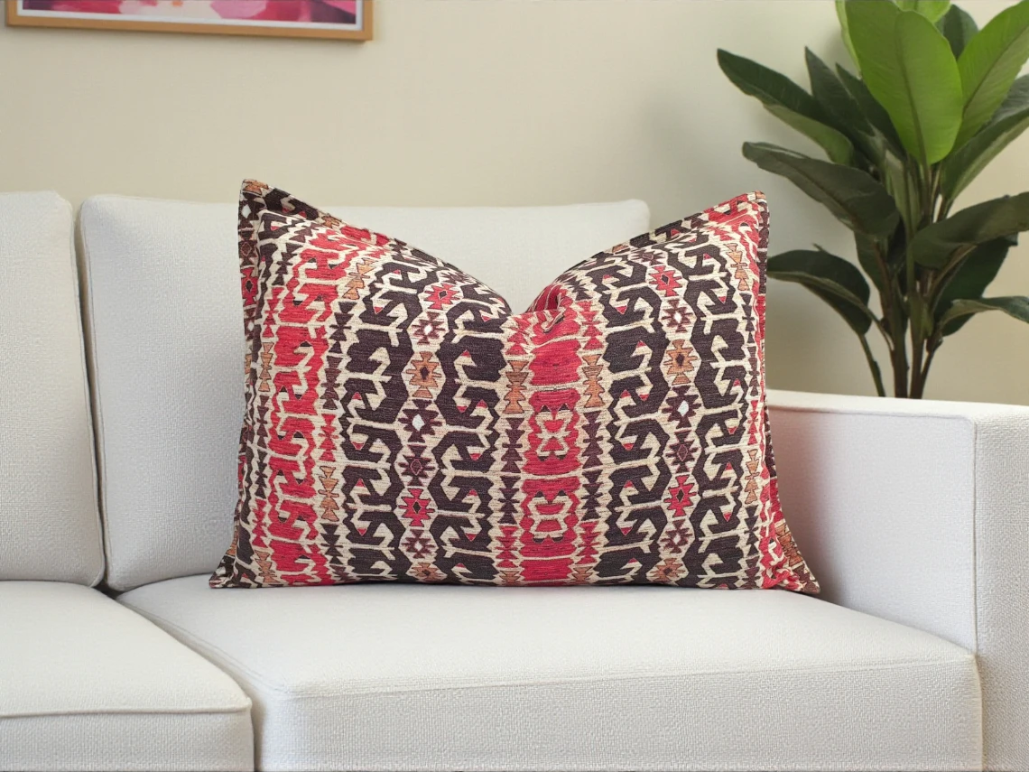 Native American Tribal Ruffled Pillow Cover