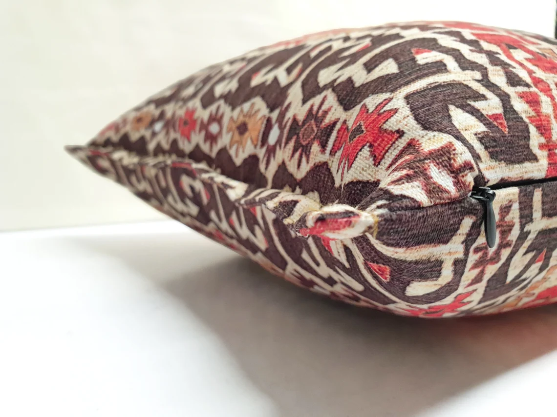 Native American Tribal Ruffled Pillow Cover