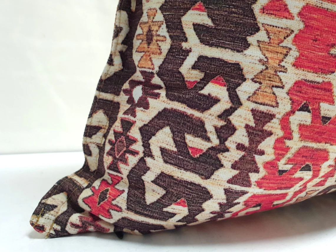 Native American Tribal Ruffled Pillow Cover