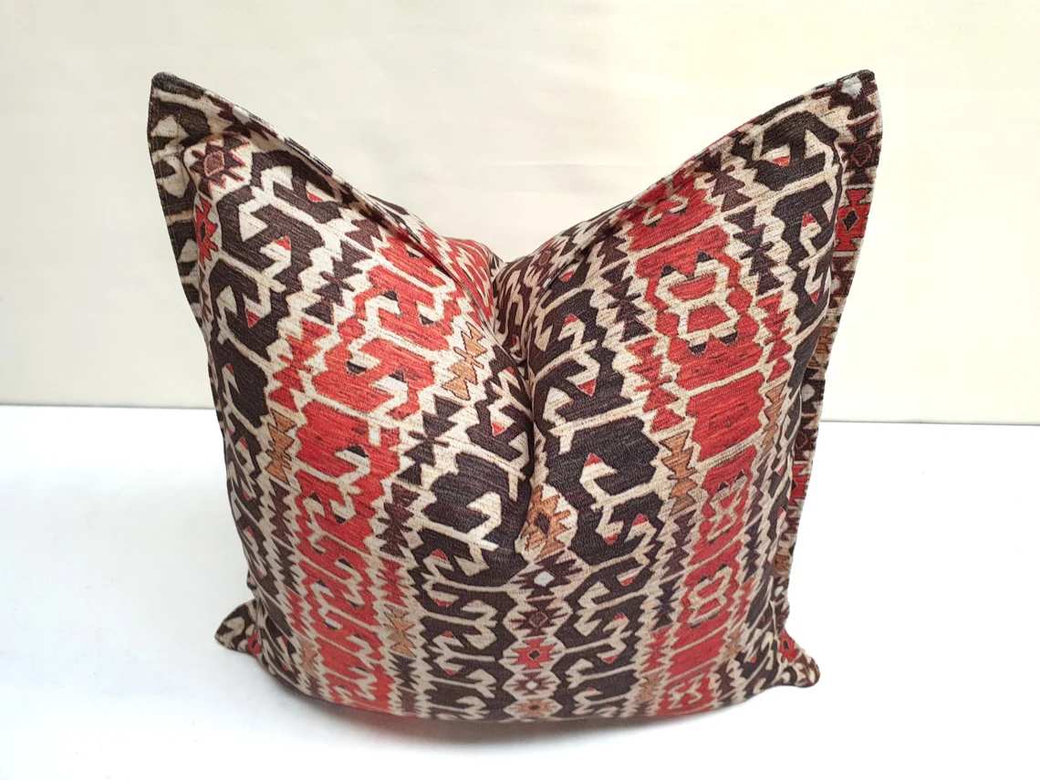 Native American Tribal Ruffled Pillow Cover
