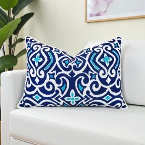 Navy Blue Damask Marine Pillow Cover