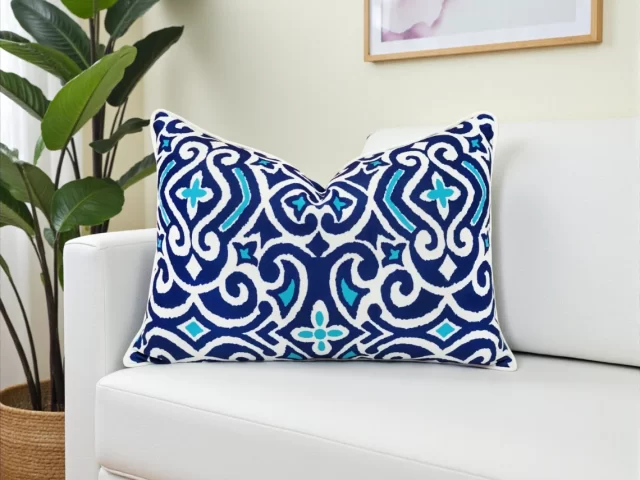 Navy Blue Damask Marine Pillow Cover