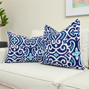 Navy Blue Damask Marine Pillow Cover