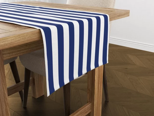 Navy Blue Striped Table Runner