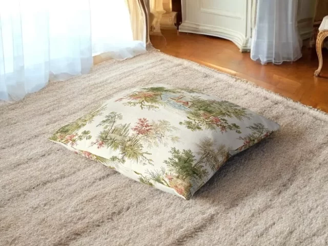 Olive Green Toile de Jouy Pillow Cover