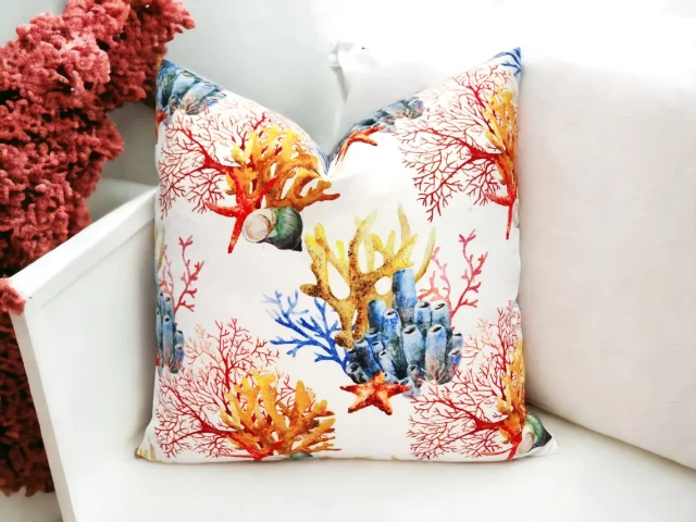 Orange Yellow Coral Reef Pillow Cover